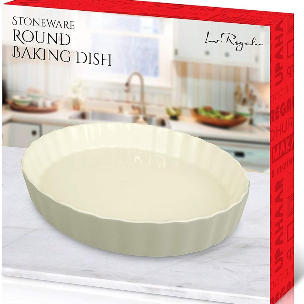 LE REGALO Stoneware Round Baking Dish, 10.5x10.5x1.5